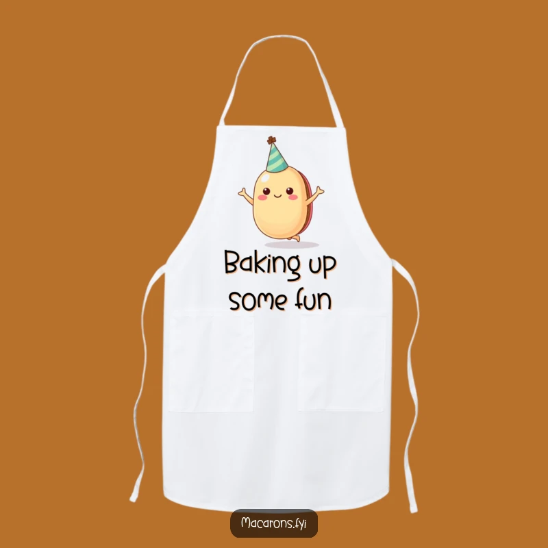 Funny Cheerful Macaron Apron with Party Hat - Jumping Kitchen Fun Gift!