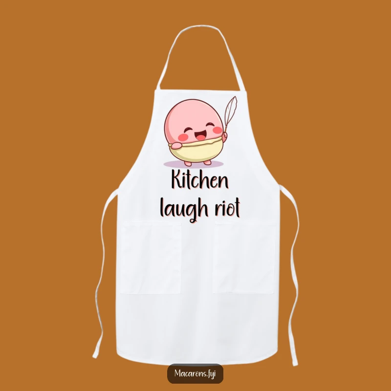Funny Kawaii Macaron Tickle Apron: Chef Character Laughing Kitchen Gift