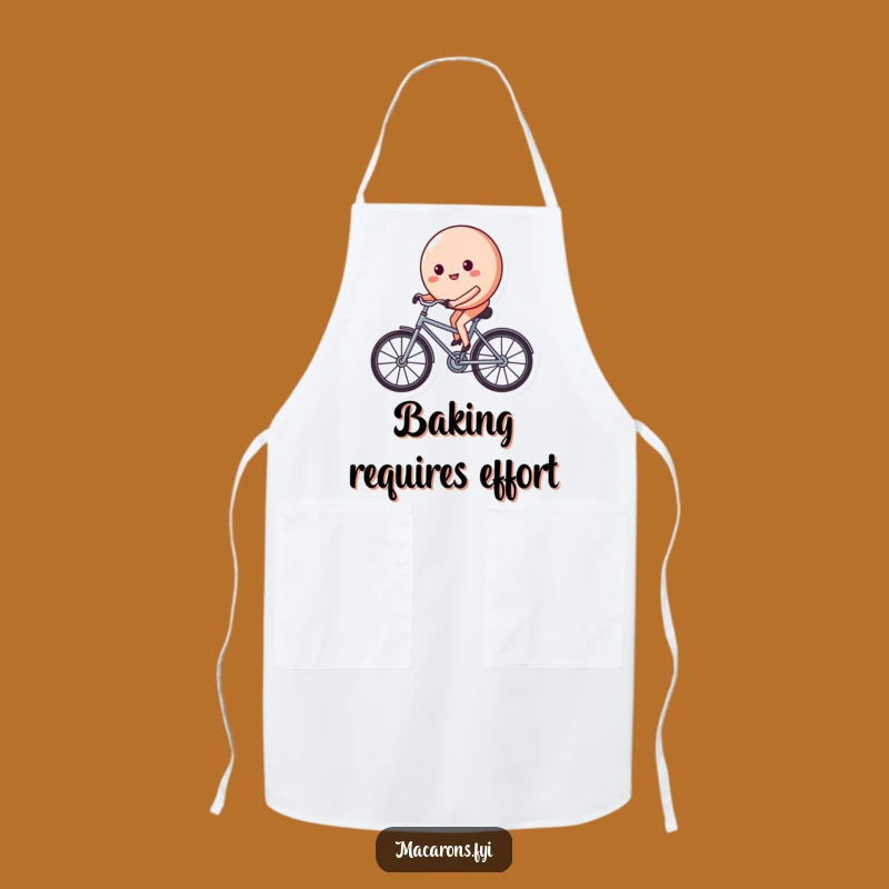Funny Macaron Bicycle Apron: Cook with Cheer, a Determined Sweet Treat's Hilarious Ride!