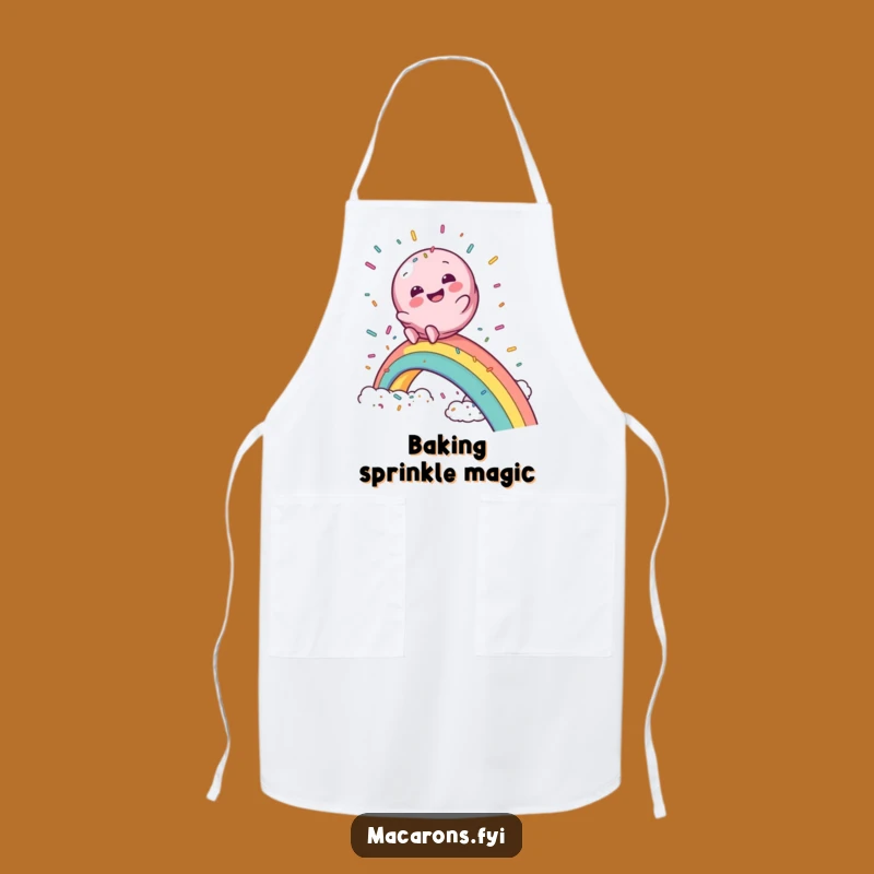 Funny Macaron Rainbow Slide Apron: Cook with Magical Flair!