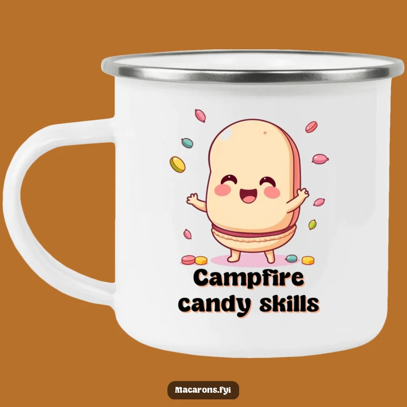 Funny Macaron Juggling Candy Camping Mug: Sweet Adventures, Great Outdoor Funny Gift!
