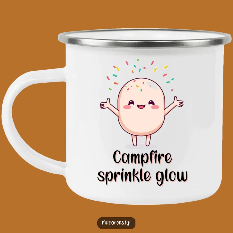 Funny Macaron Sprinkle Shower Camping Mug: Outdoorsy Joyful Pastry Gift