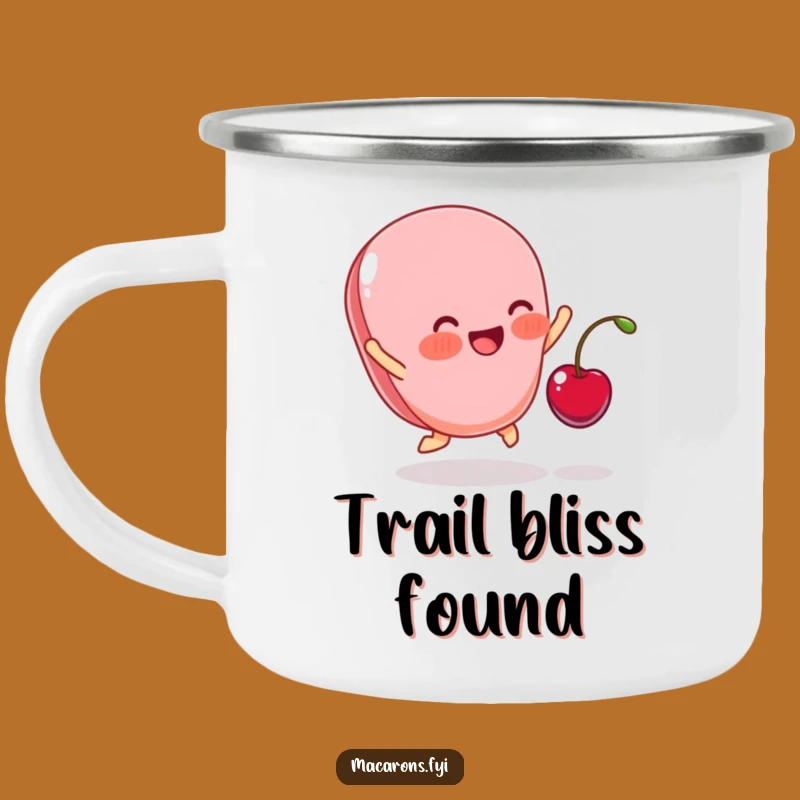 Funny Blushing Macaron Cherry Joy Camping Mug - Adventure Sweetness Gift