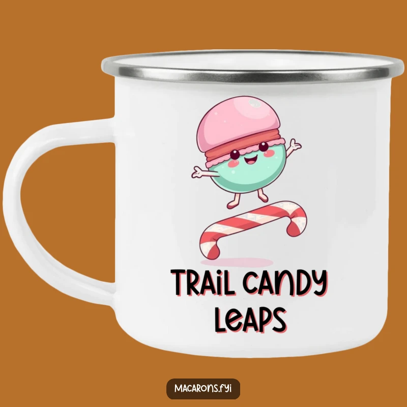 Funny Macaron Candy Cane Leap Camping Mug: Sweet Adventures Await, Great Funny Gift!
