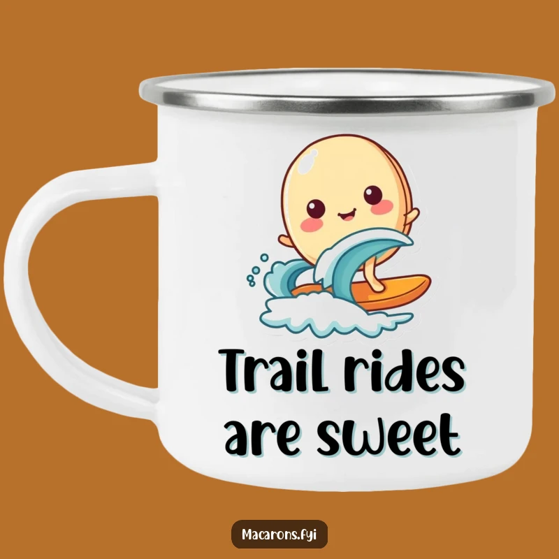 Funny Surfing Macaron Camping Mug - Adventurous Wave Rider Gift!