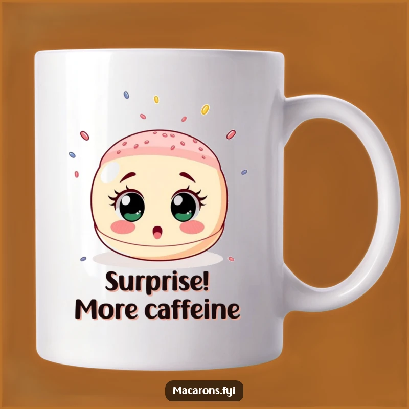 Funny Surprised Macaron Sprinkle Shower Mug - Shockingly Sweet Gift