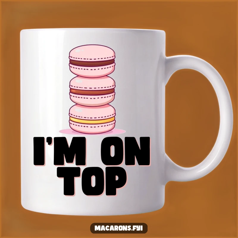 Funny Triumphant Macaron Tower Mug - Masterful Dessert Creator Gift