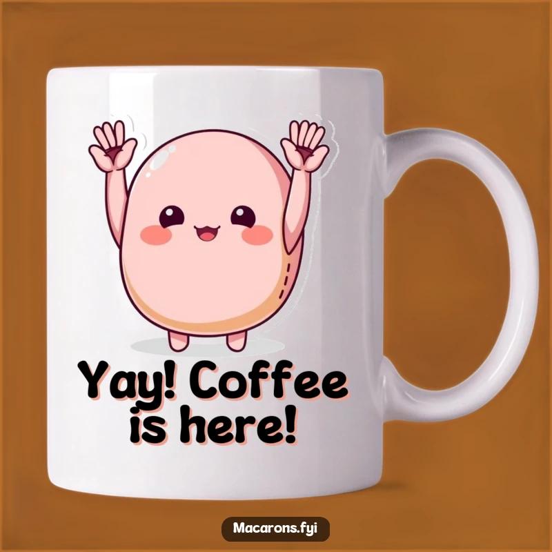 Funny Macaron Cheering Mug: Joyful Macaron Celebration for a Hilarious Gift