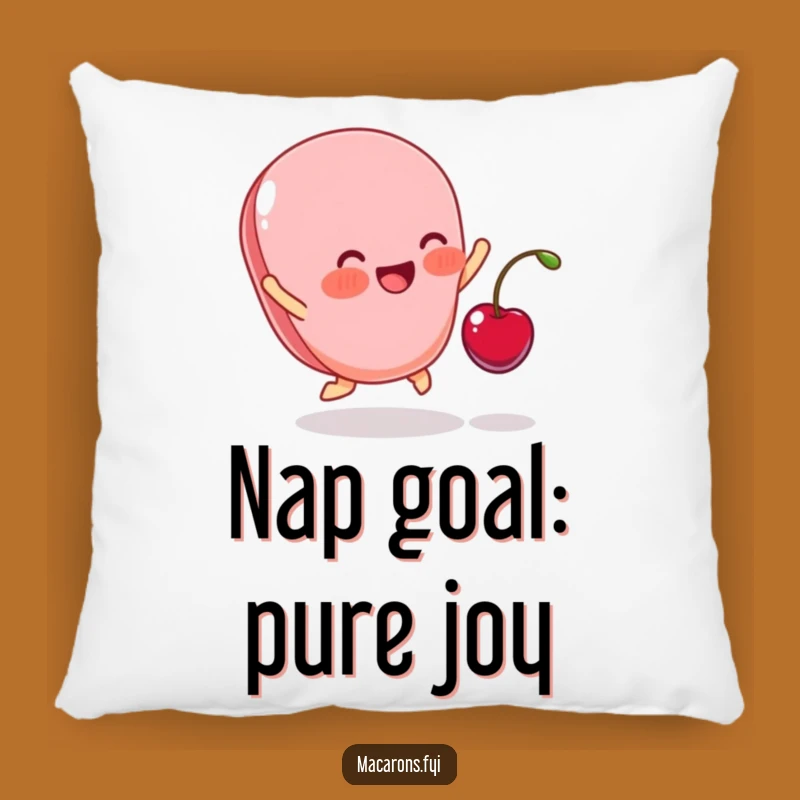 Funny Blushing Macaron Cherry Joy Pillow - Cozy Sweet Accent Gift