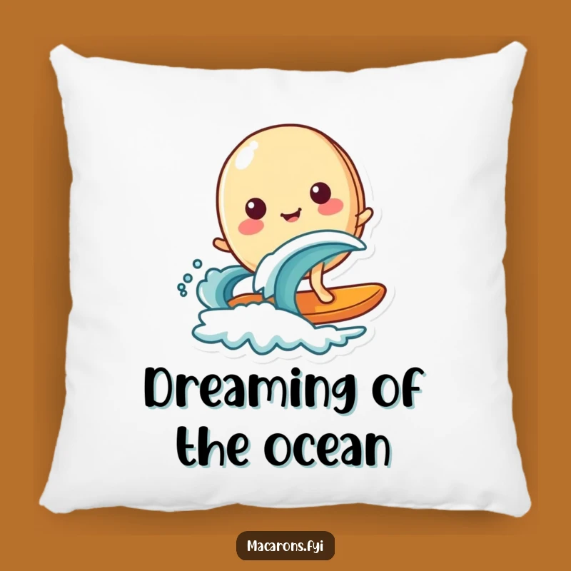 Funny Surfing Macaron Pillow - Cozy Wave Rider Comfort Gift!