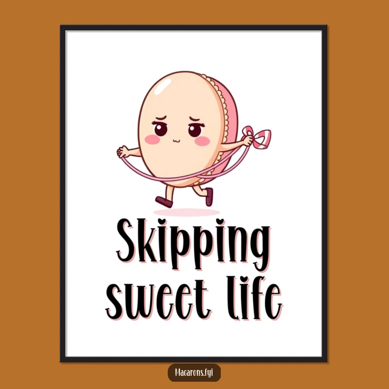 Funny Macaron Skipping Rope Digital Art: Determined Pastry's Playful Decor Gift