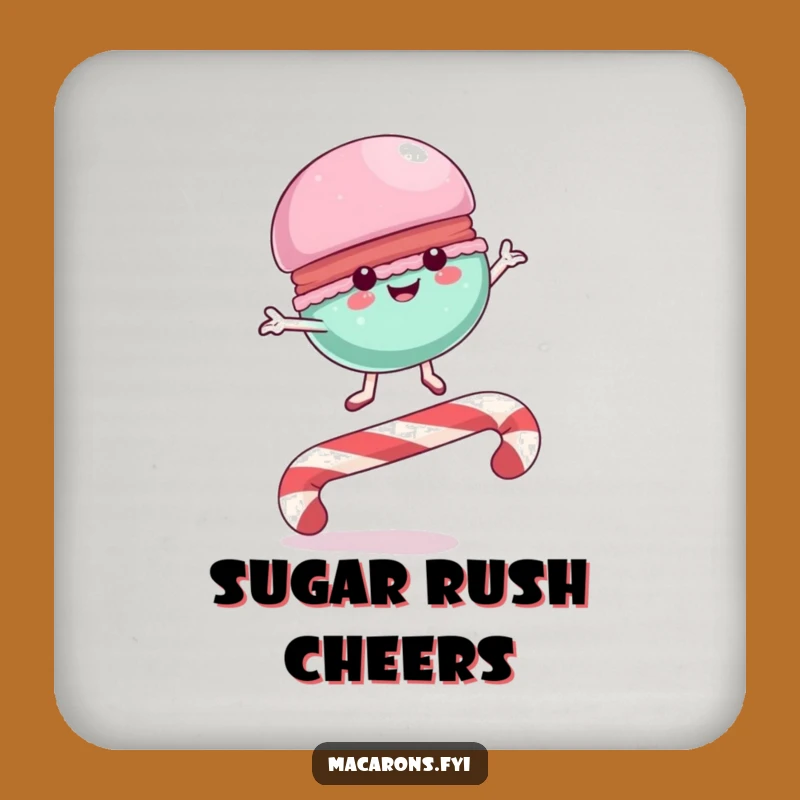 Funny Macaron Candy Cane Leap Coasters: Protect Surfaces with Sweet Action, Unique Funny Gift!