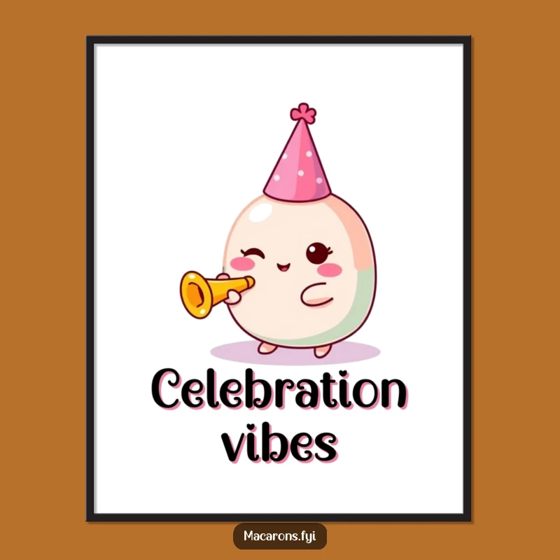 Funny Kawaii Macaron Party Poster: Festive Art, Perfect Gift for Decorators