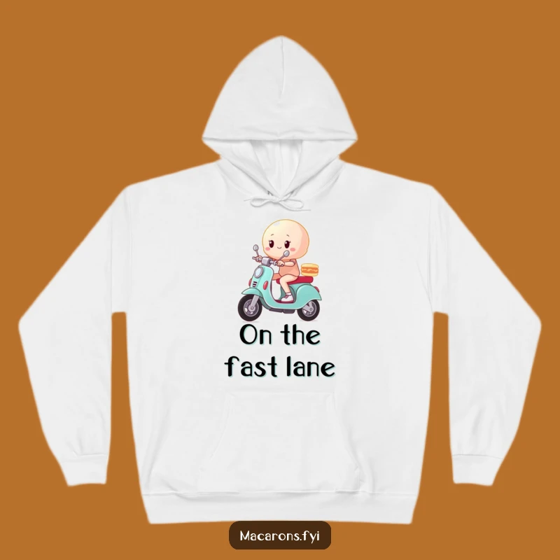 Cozy Funny Macaron Scooter Hoodie: Warmth and Speed for Your Adventures