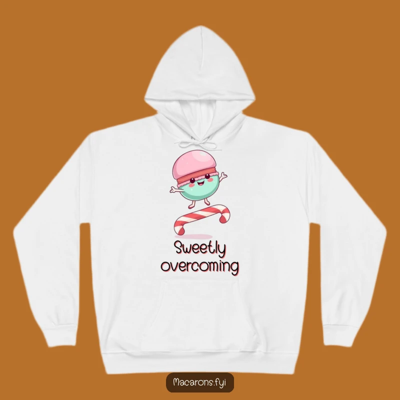 Funny Macaron Candy Cane Leap Hoodie: Cozy Up with Sweet Adventure, Great Funny Gift!