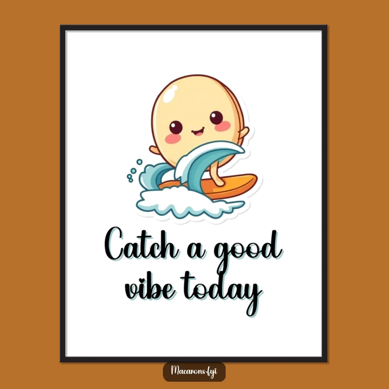 Free Printable Surfing Macaron Wall Art: Ride the Fun Wave, Hilarious Downloadable Art!