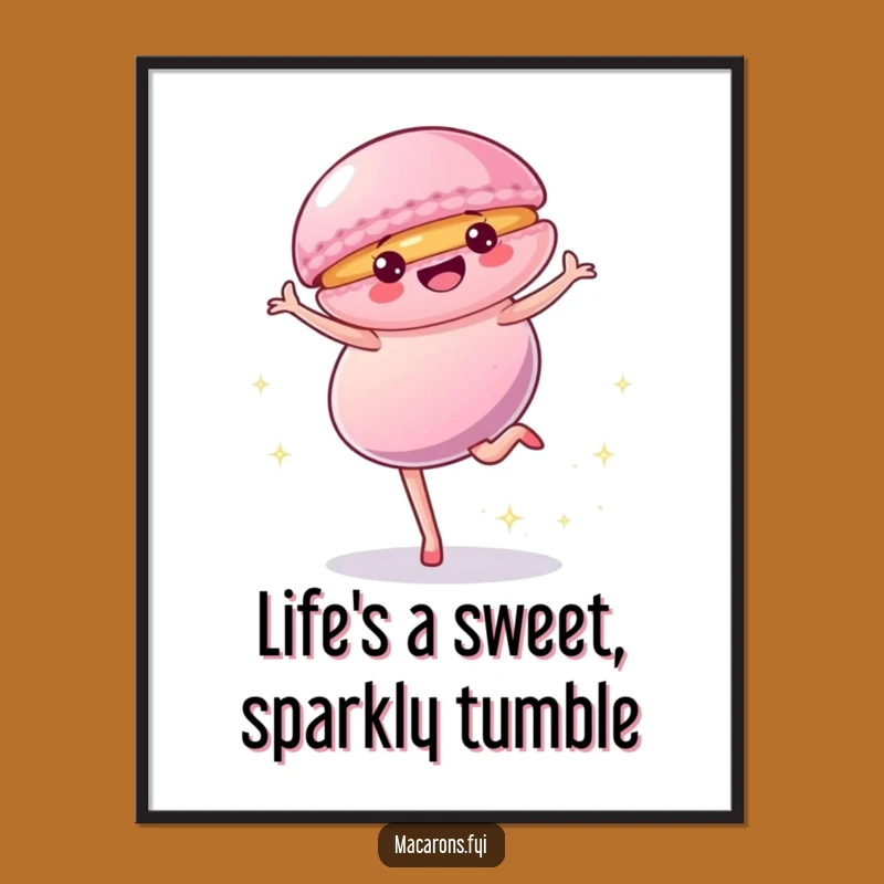 Funny Free Printable Wall Art: Energetic Macaron Cartwheel Sparkles Downloadable Art Gift