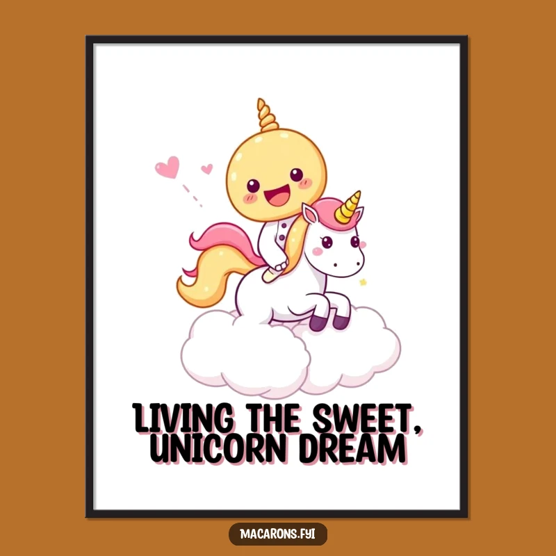 Funny Free Printable Wall Art: Unicorn Macaron Candy Cloud Downloadable Art Gift