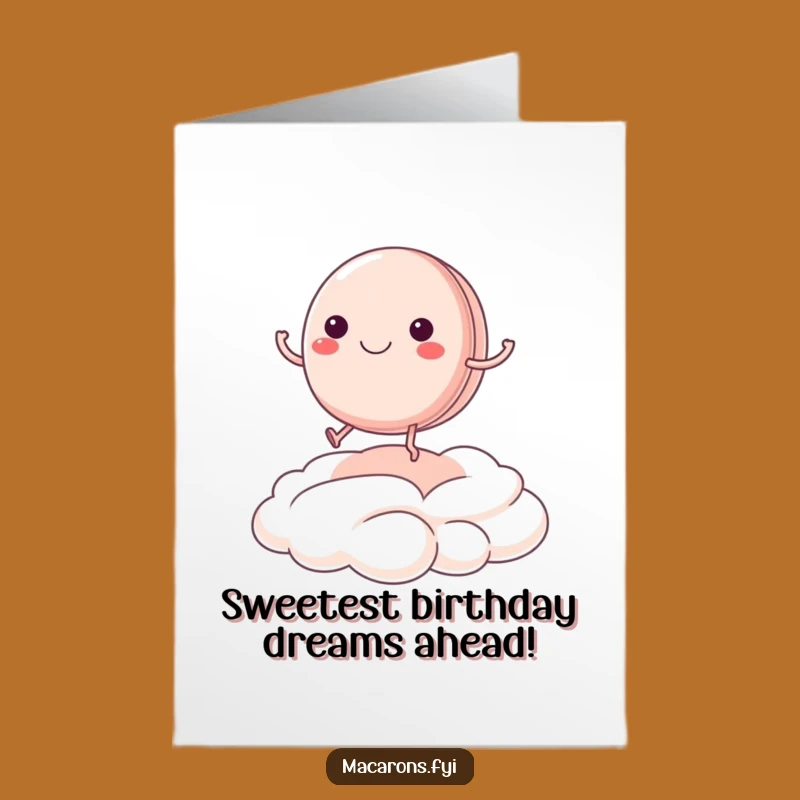 Free Printable Birthday Card: Bouncing Macaron - Joyful Downloadable Gift for Sweet Celebrations!