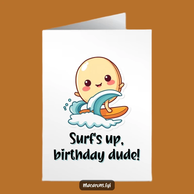 Free Printable Surfing Macaron Birthday Card: Catch a Wave of Fun, Downloadable Joy!