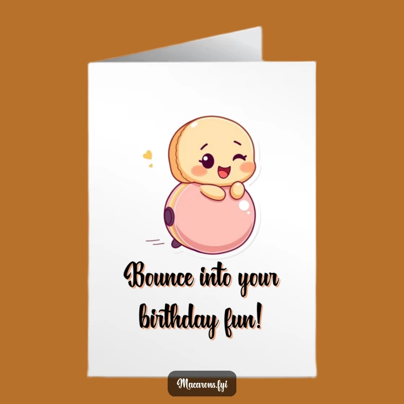 Funny Free Printable Birthday Card: Bouncing Macaron Birthday Fun, Downloadable Greeting