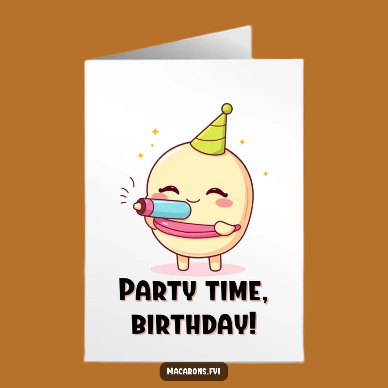 Funny Free Printable Birthday Card: Glee-filled Macaron Party Greeting Card Download