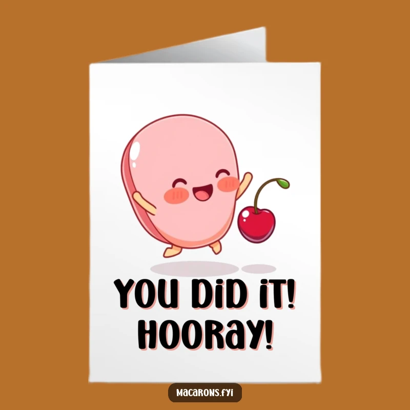 Free Printable Congrats Card: Happy Macaron Cherry Kiss For Your Big Win