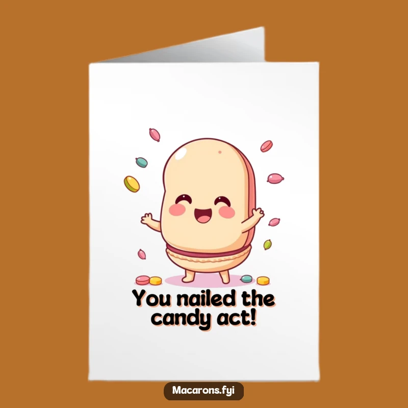 Free Printable Congrats Card: Juggling Macaron Skill Downloadable Gift for Success