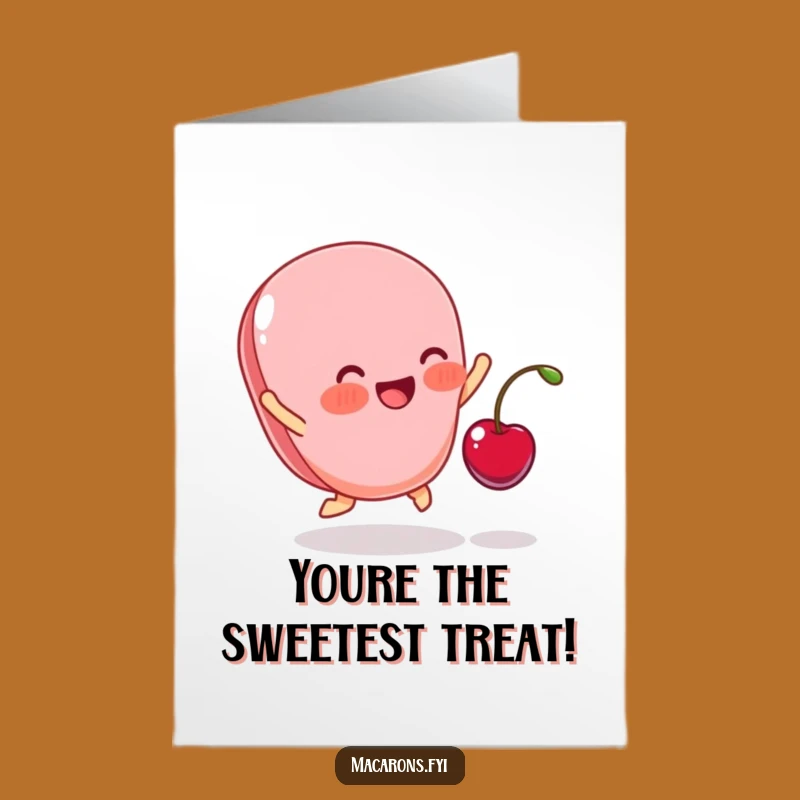 Free Printable Thank You Card: Sweet Blushing Macaron With Cherry For Gratitude