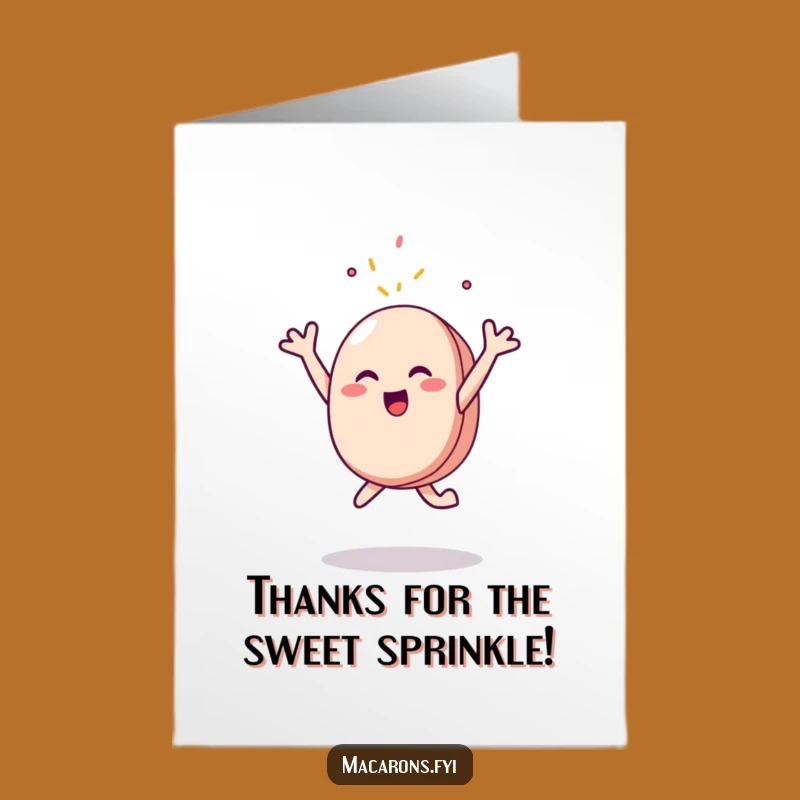 Free Printable Thank You Card: Joyful Macaron Leaping for Sprinkles Funny Downloadable Gift