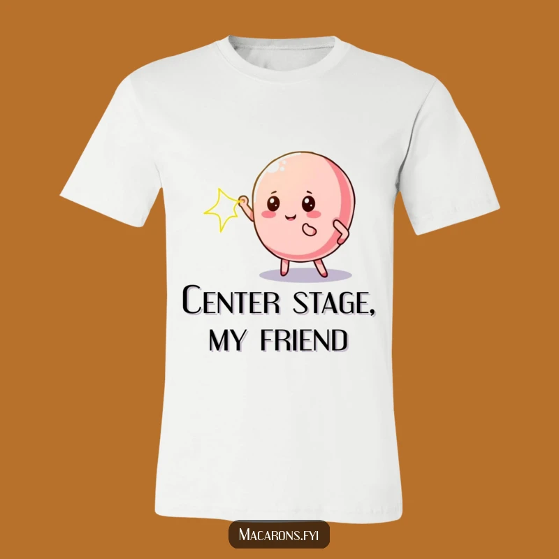 Funny Macaron Star T-Shirt: Dramatic Pose Spotlight Hilarious Tee