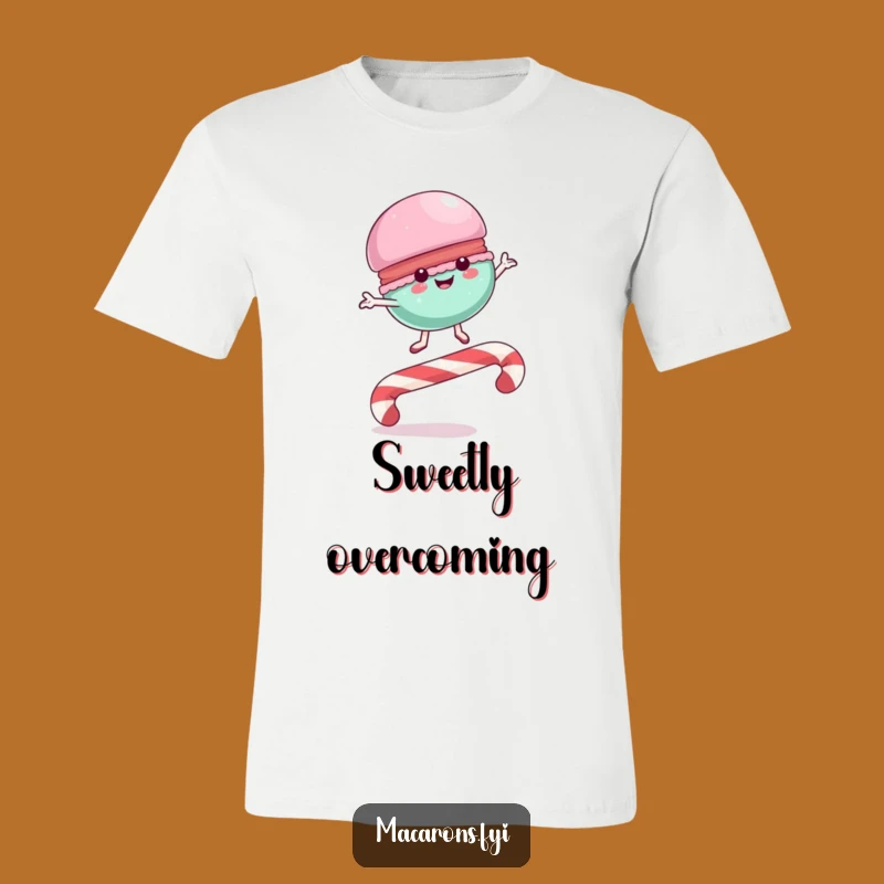 Funny Macaron Candy Cane Leap T-Shirt: Sweet Action Tee, Ideal for Fun Lovers, Funny Gift!