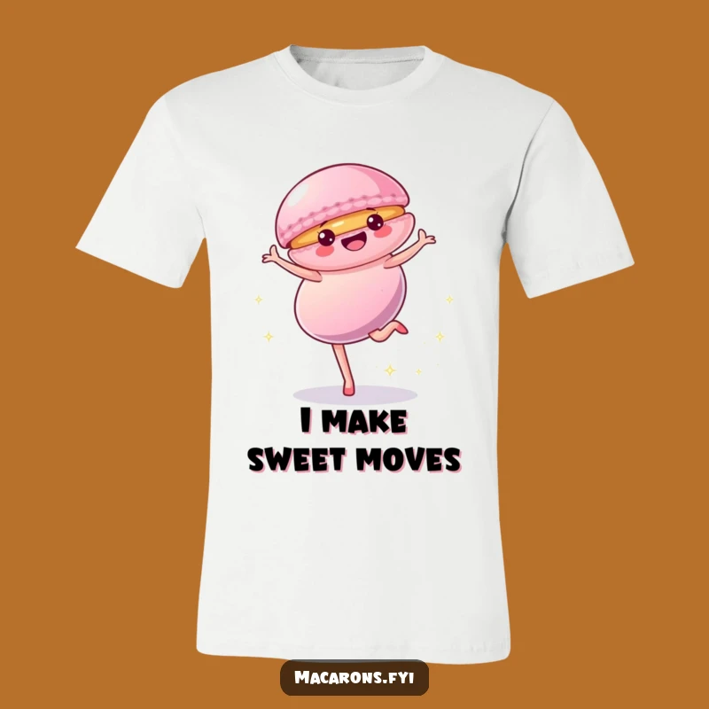 Funny Macaron Cartwheel T-Shirt: Vibrant Dessert Action Tee, Ideal Funny Gift for Her!
