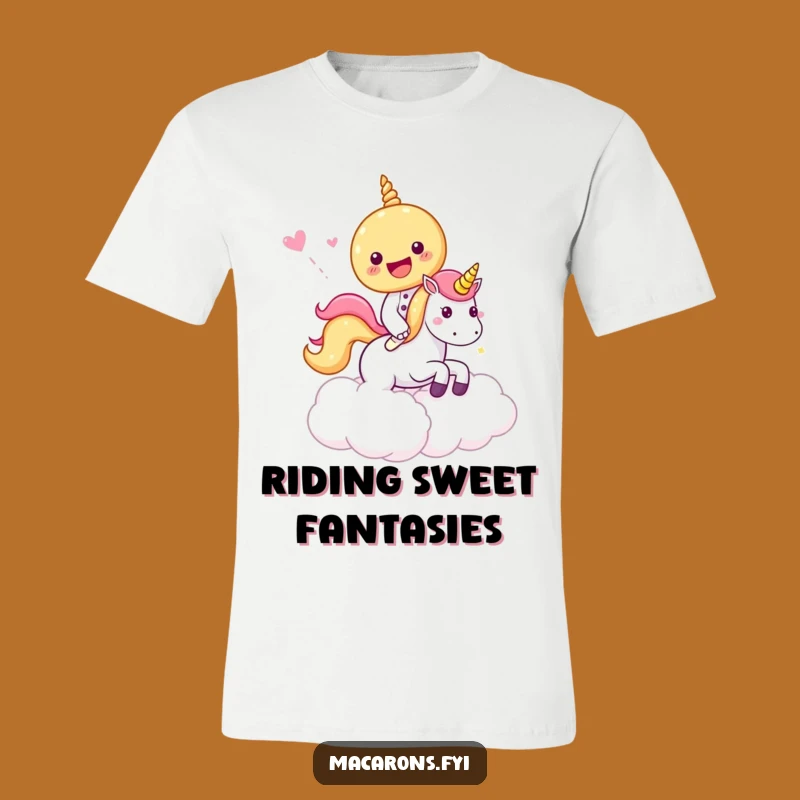 Funny Macaron Unicorn Ride T-Shirt: Whimsical Sweet Tee, Ideal for Fantasy Lovers, Funny Gift!